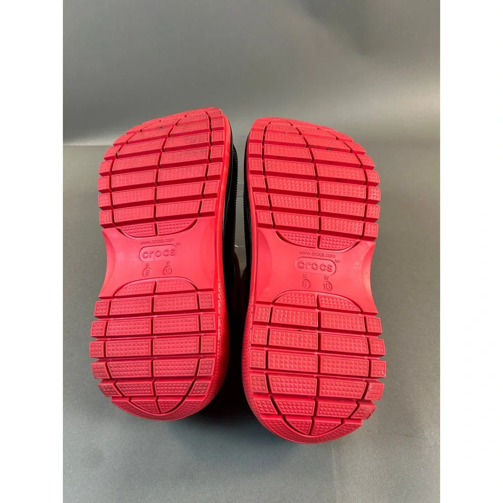 Crocs Classic Hiker Clog Black Red Platform Sandals Mens 8 Womens 10 206772-060